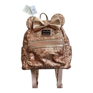 NWT Minnie Mouse Sequin Loungefly Mini
Backpack Rose Gold Disney Parks